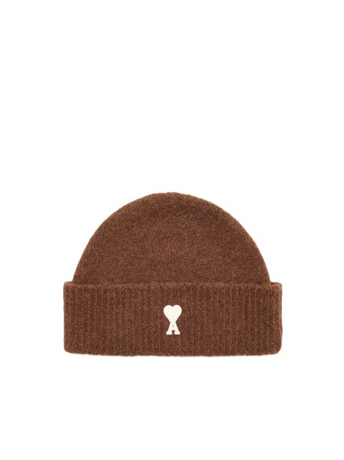 AMI ParisAMI DE COEUR BEANIE Ami Paris | UBO005.KN0135A362MARRON CHOCOLAT/ECRU